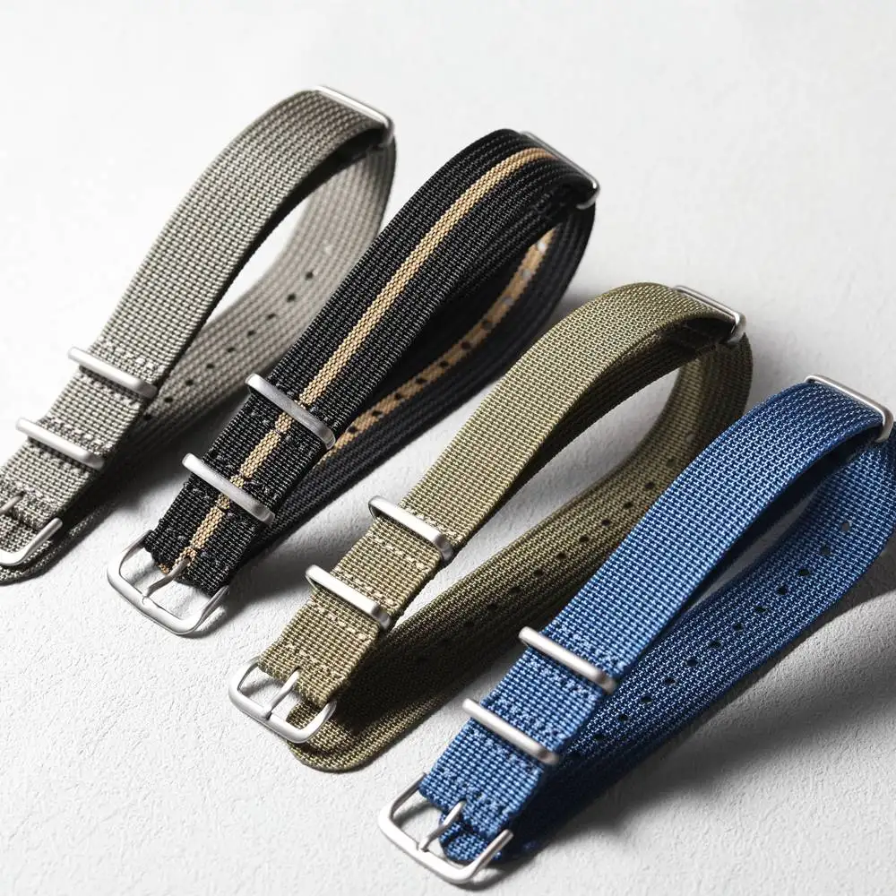 High-Density Waterproof Nylon Strap - Black, Green, Gray, Blue - Retro Style Men's Watchband