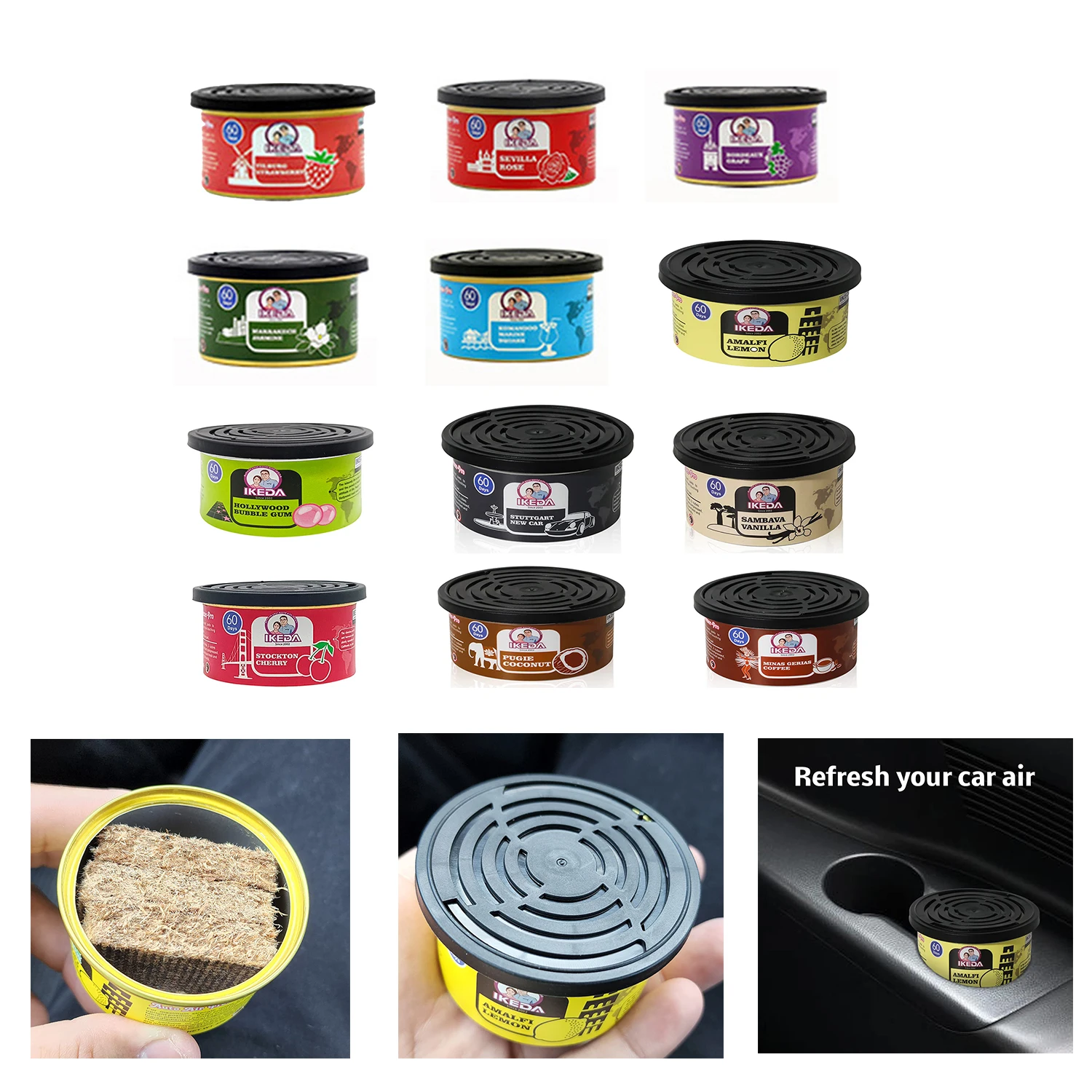 1set (2pcs) Car Air Freshener Organic Cans Odor Eliminator