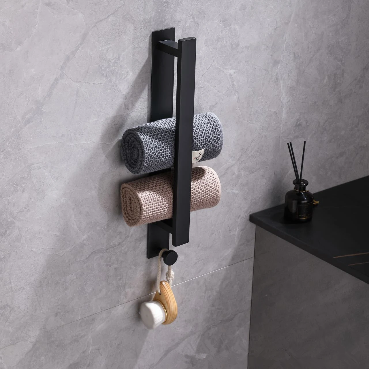 

Towel Holder Towel Rack No Drilling Bathroom Towel Hanger Wall-Mounted Towel Bars Stainless Steel Toilet Towel Storage Rack