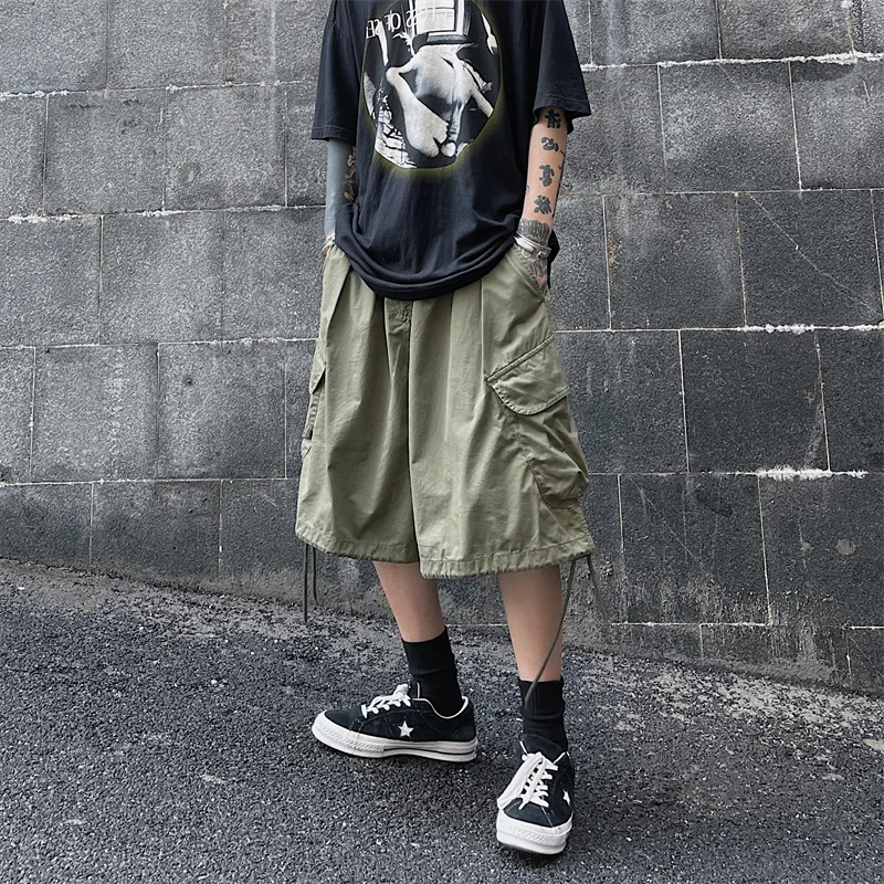 Calf Length Cotton Shorts Men Summer Fashion Shorts Multi-Pockets Bermudas Male Summer Clothing Streetwear Plus Size Shorts