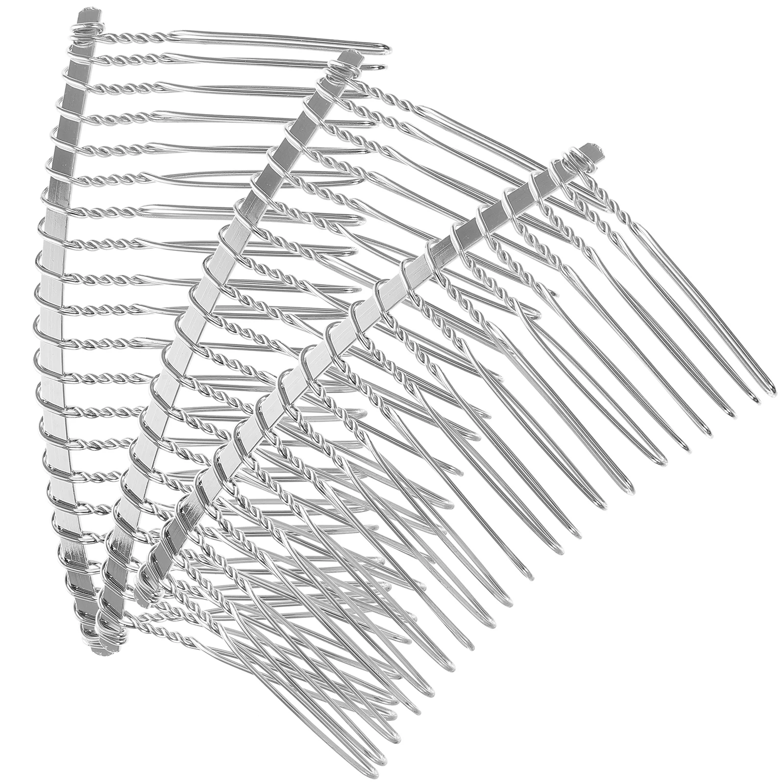 

3pcs 78cm 20 Teeth Fancy DIY Metal Wire Hair Clip Combs Bridal Wedding Veil Combs (Silver)