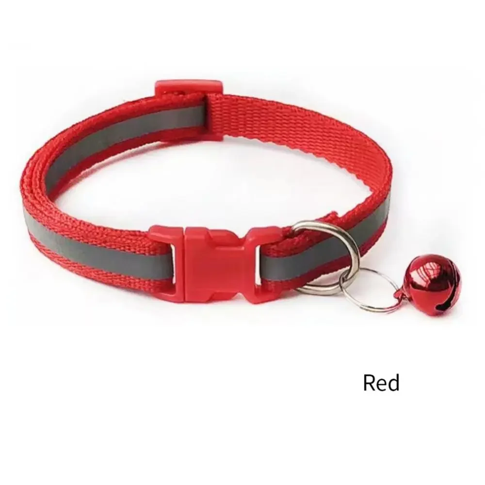 Reflective Breakaway Cat Collar Neck Ring Necklace Bell Pet Supplies Safety Elastic Adjustable Reflective Collar Pet Products images - 6