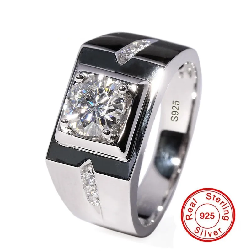 Engagement Wedding Finger Rings For Men 925 Sterling Silver 0.6ct CZ