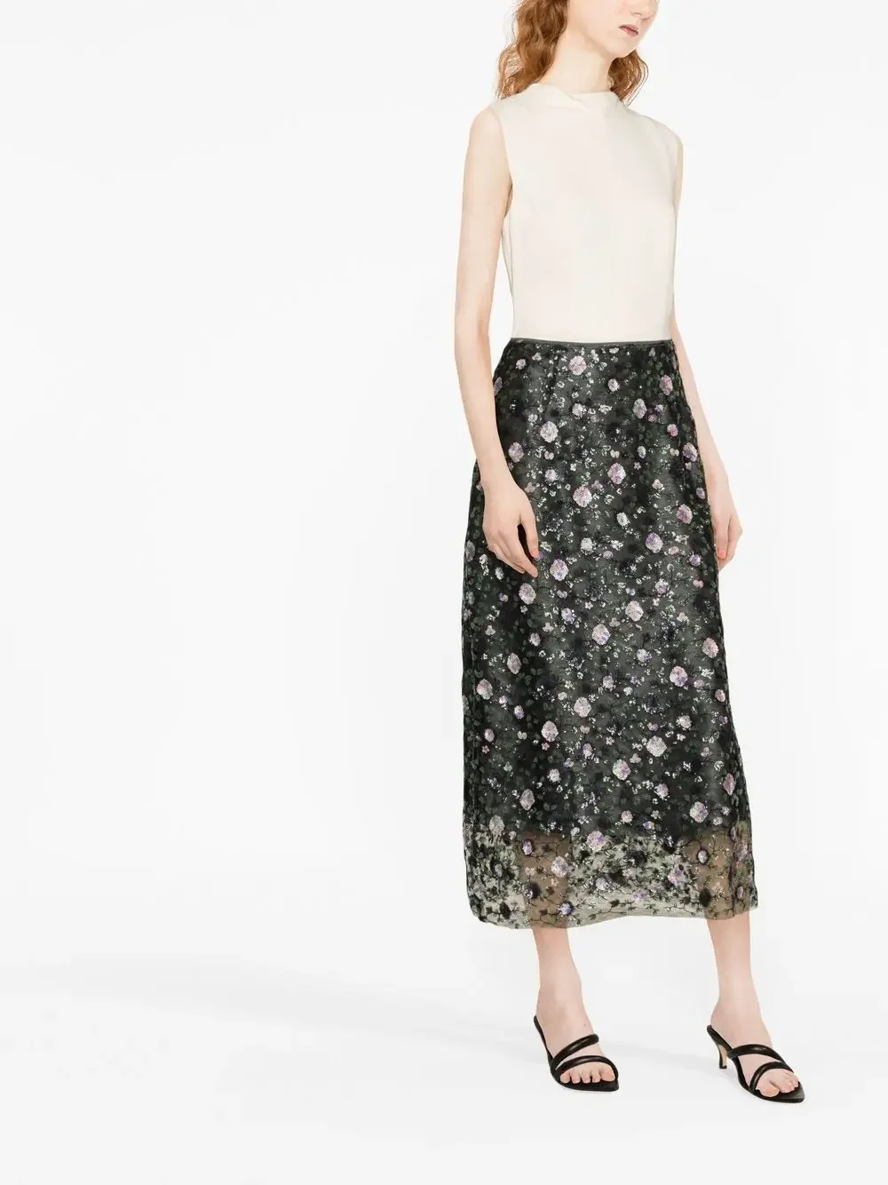 new-early-spring-dark-green-berry-sequin-design-women-double-layer-a-line-skirt