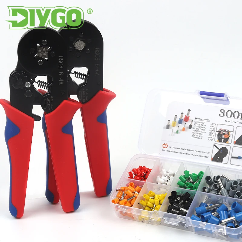 300/700PCS Tubular Crimp Terminal with Selfadjustable Wire Crimping