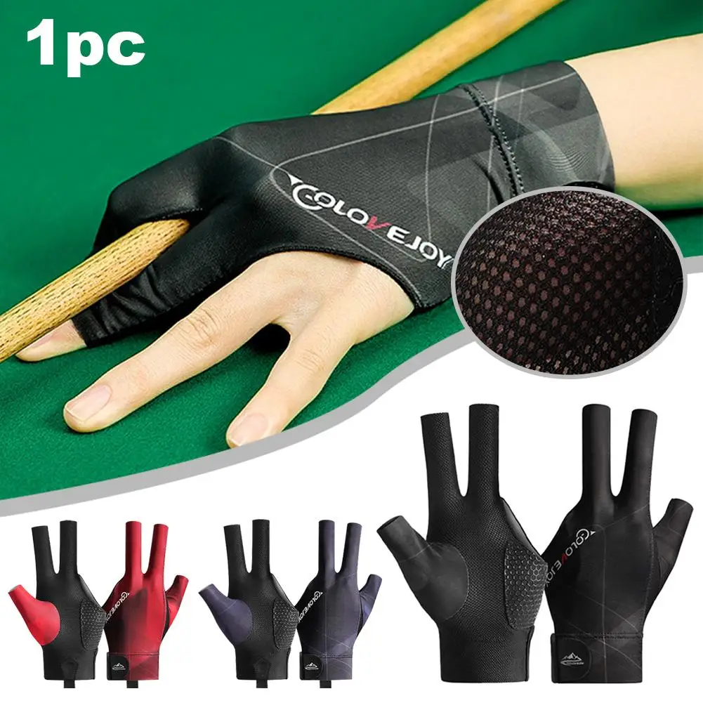 1pc Billiards Glove Non Slip 3 Fingers Sport Left Hand Accessories Gloves Snooker Elasticity Training Billiard Glove Suppli I3Y6 left right hand fishing gloves waterproof non slip fish catching glove with magnet release half palm fishing glove thickened