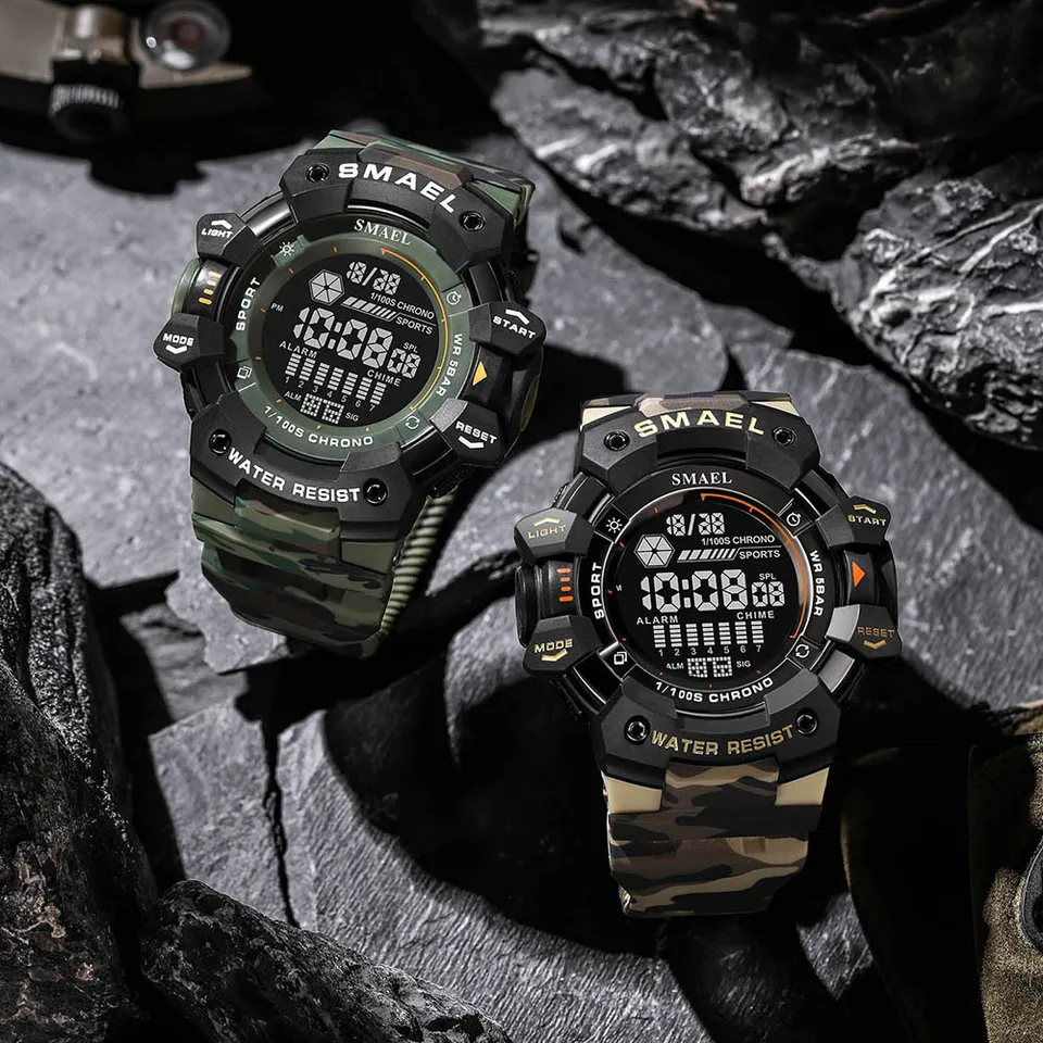SMAEL Orologio Sportivo Uomo – 8050 Nero, Digitale, Grande Quadrante 57mm, Militare, Impermeabile 50m