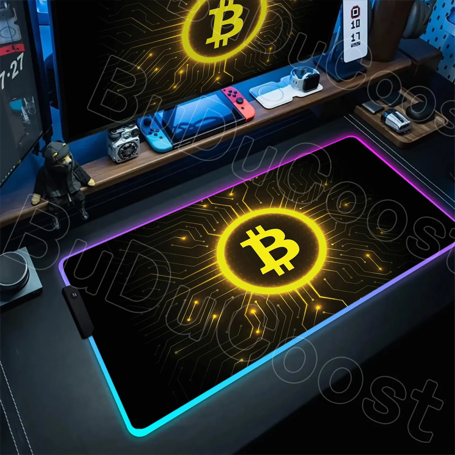 RGB crypto mouse pad rubber base close-up