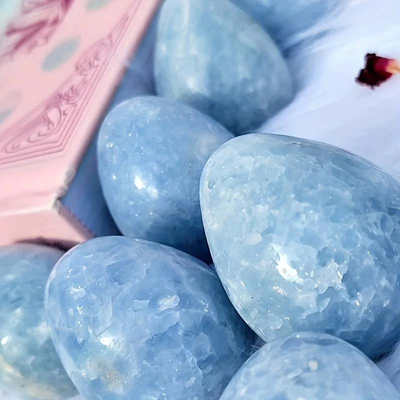 Natural Blue Celestite Crystal Egg, Blue Celestite Eggs Palm Quartz, Home Decoration