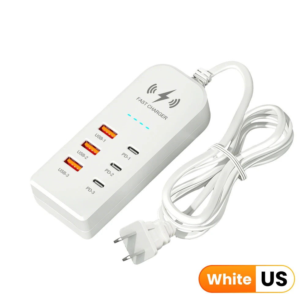 Universal Fast Charging Power Strip with USB and Type C Ports
