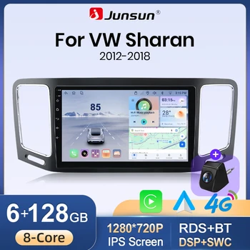Radio de coche Junsun con CarPlay inalámbrico y Android 15 para VW Volkswagen Sharan Seat Alhambra 7N 2012-2018, GPS, navegación, reproductor multimedia, WiFi, 4G, DSP, RDS, Bluetooth, FM, AM, pantalla táctil IPS, autoradio estéreo, unidad principal 2DIN 1