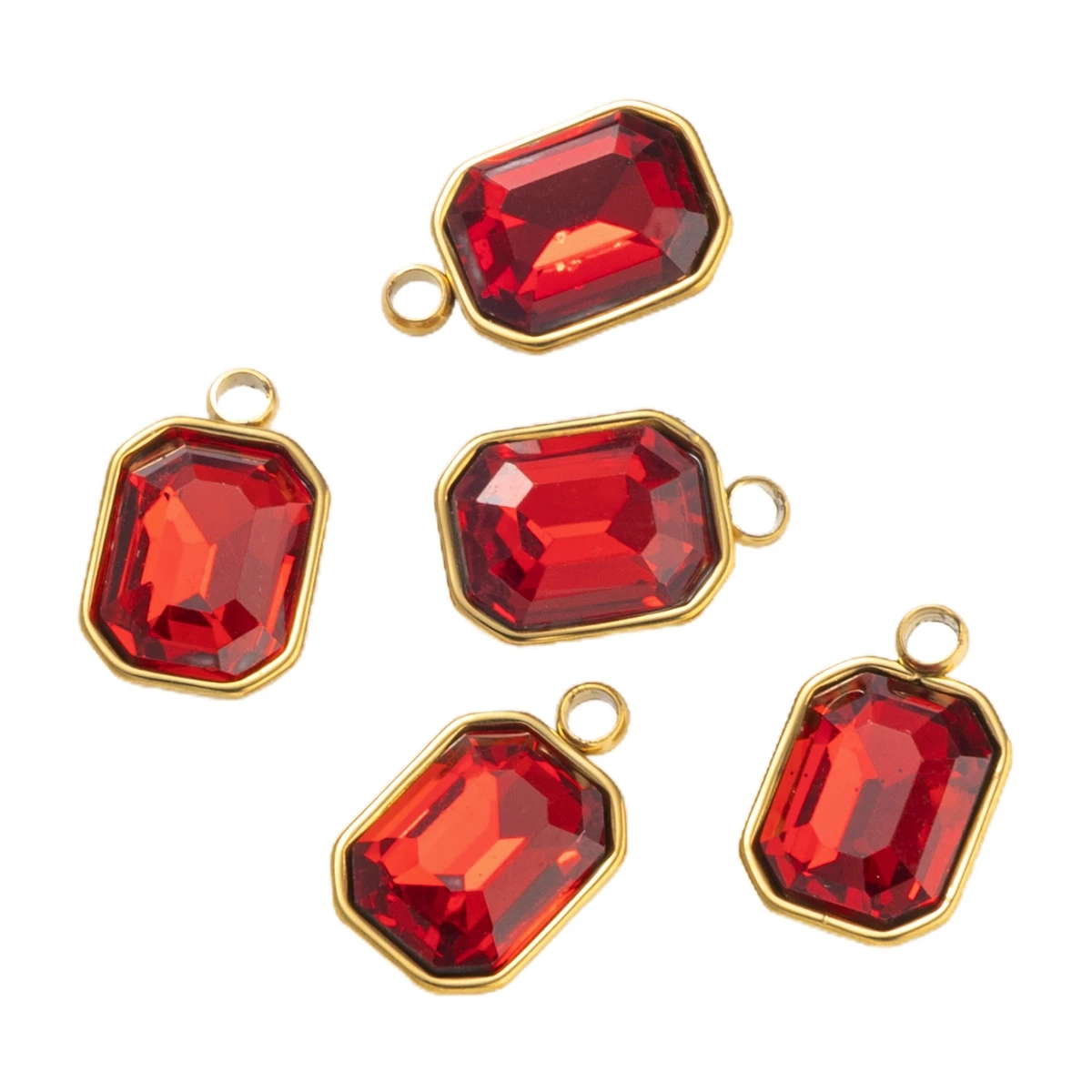 5 Stück rechteckige Anhänger, Perlen, Charms, Kristallanhänger, Strass-Tropfen-Schmuckzubehör für Frauen, DIY-Halskette, Schmuckherstellung – Detail 4