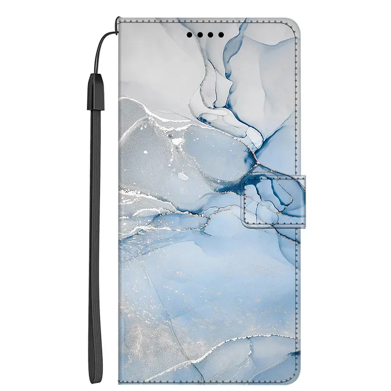 Luxury Marble Leather Flip Wallet Phone Case with Stand and Book Cover Design
