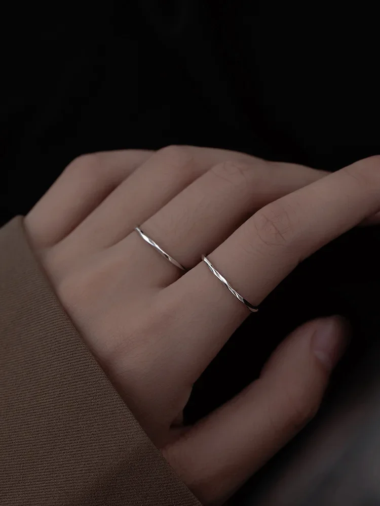 Silver Rings Silver Ring 925 Sterling Silver Geometric Bending Adjustable Open Ring For Women Party Birthday Gift