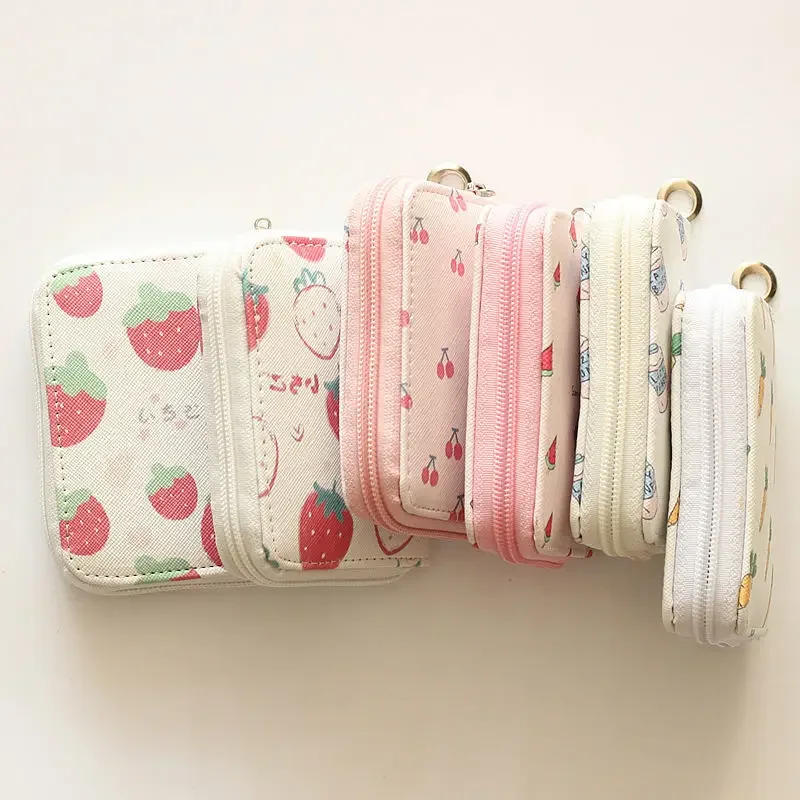 Cartoon Short Wallets Women Zipper Girl Coin Money Cards Purses Korean Small Fresh Fruit Pattern Pocket Change Wallet מכבי חיפה