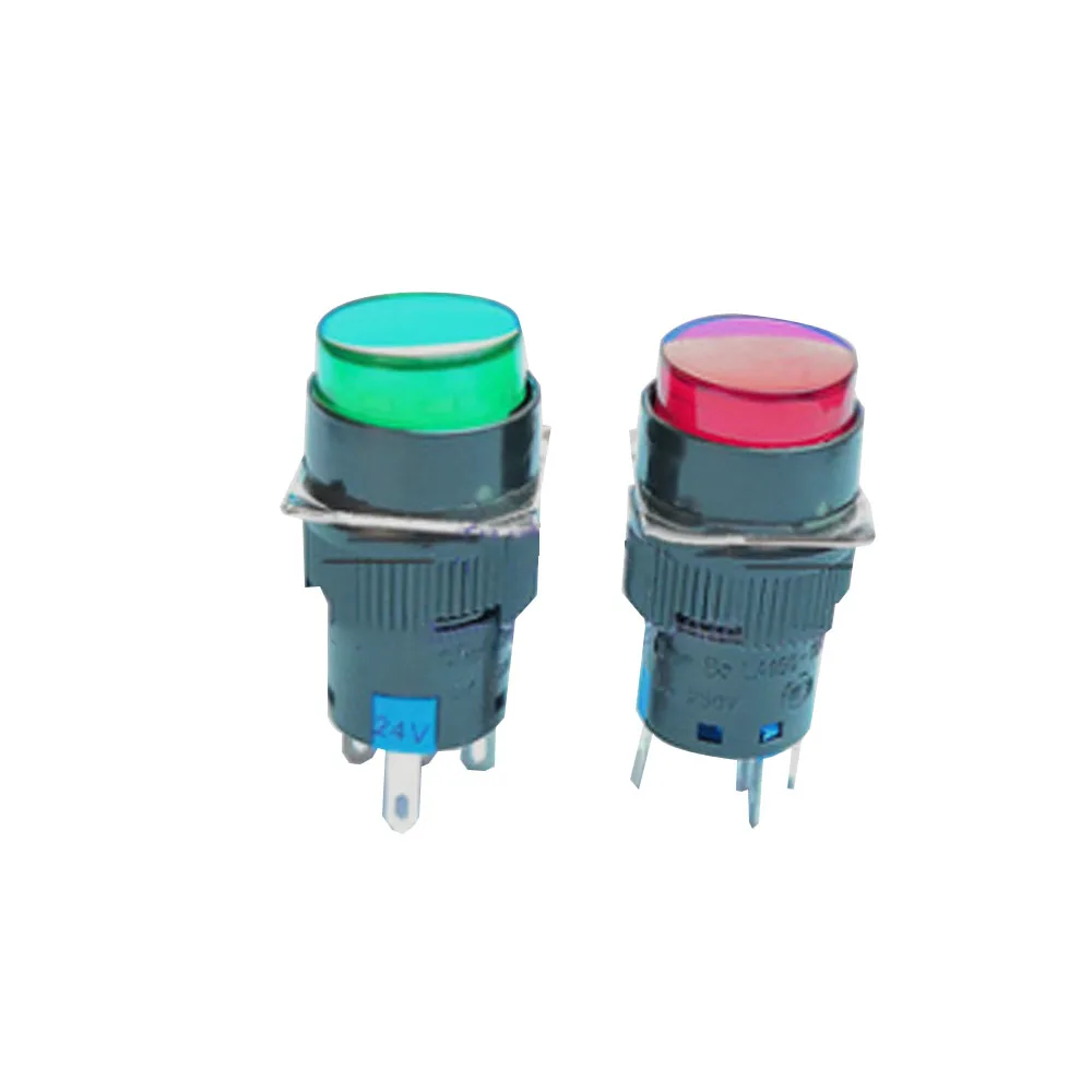 

5pcs 16mm DC12V Momentary LED Push Button Switch Round Cap 1 NO 1 NC SPDT ON/Off Switch with Lamp 5 Color Light CB16AY-11D-DC12V