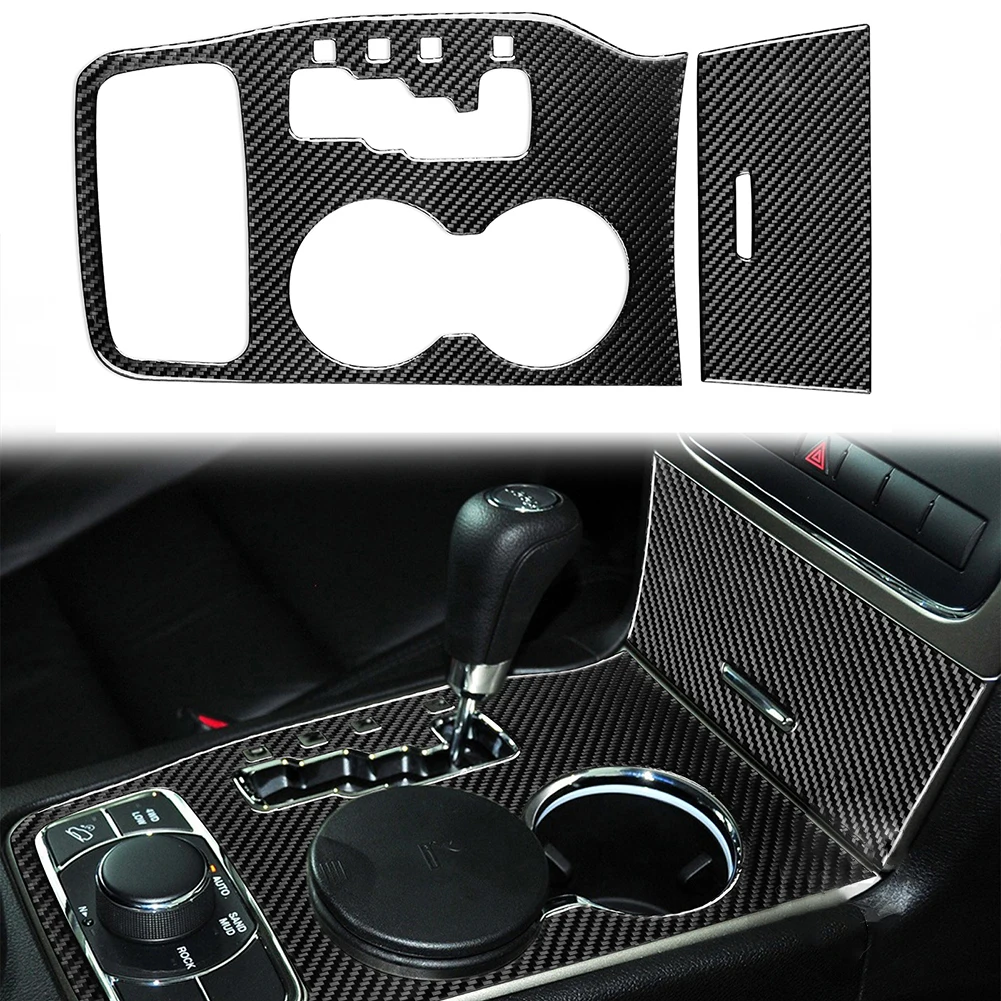 

2pcs Carbon Fiber Center Console Gear Shift Panel Trim Decorative Stickers Fit For Jeep-Grand/-Cherokee 2011-2013 Interior Parts