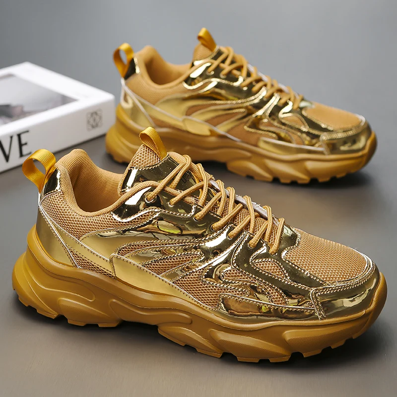 Luxury Golden Men's Sports Shoes 1