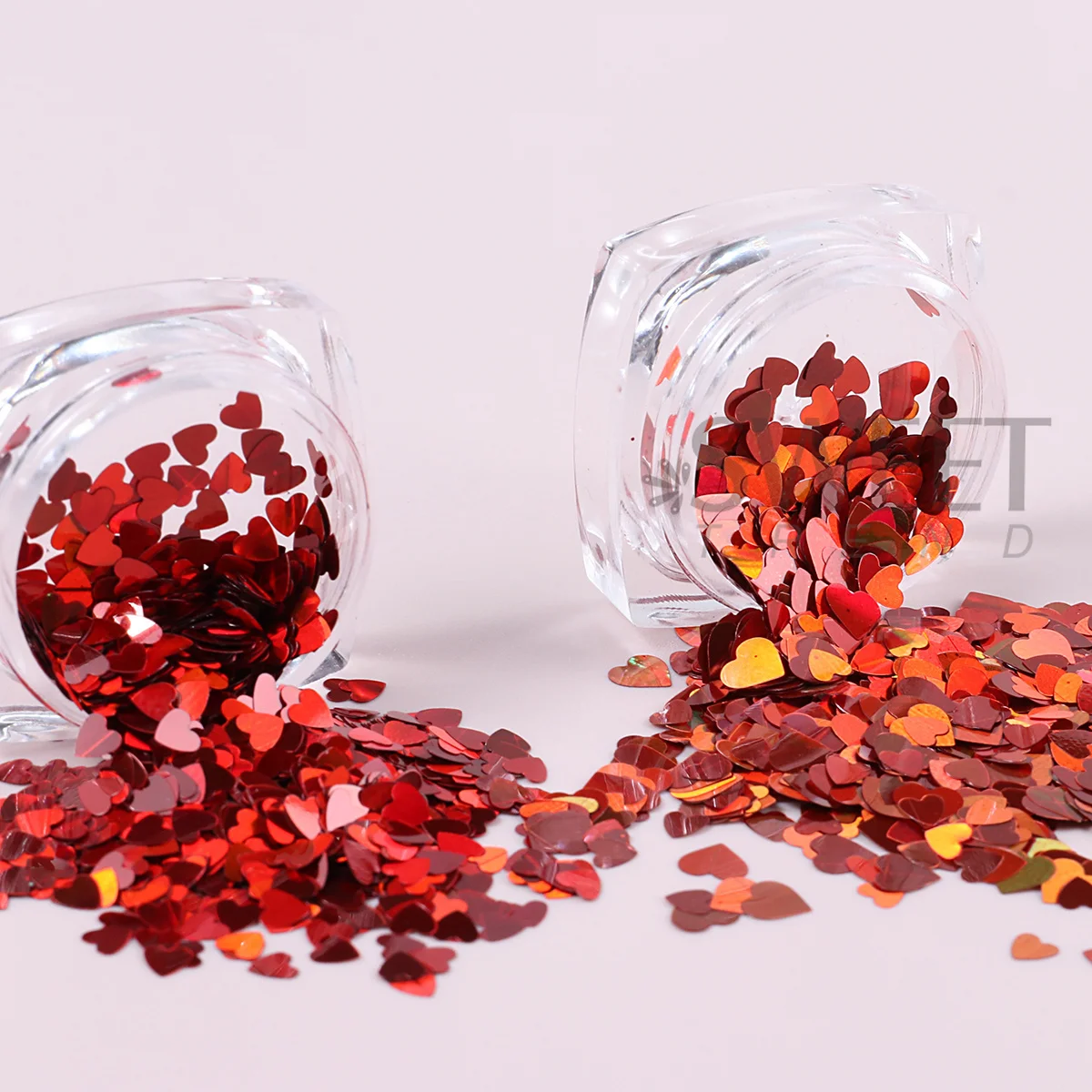 6pcs Valentine's Love Heart Nail Glitter Flakes Holographic Mirror Mixed Size Heart Jewelry Sequins Sweet Slices Manicure Decor