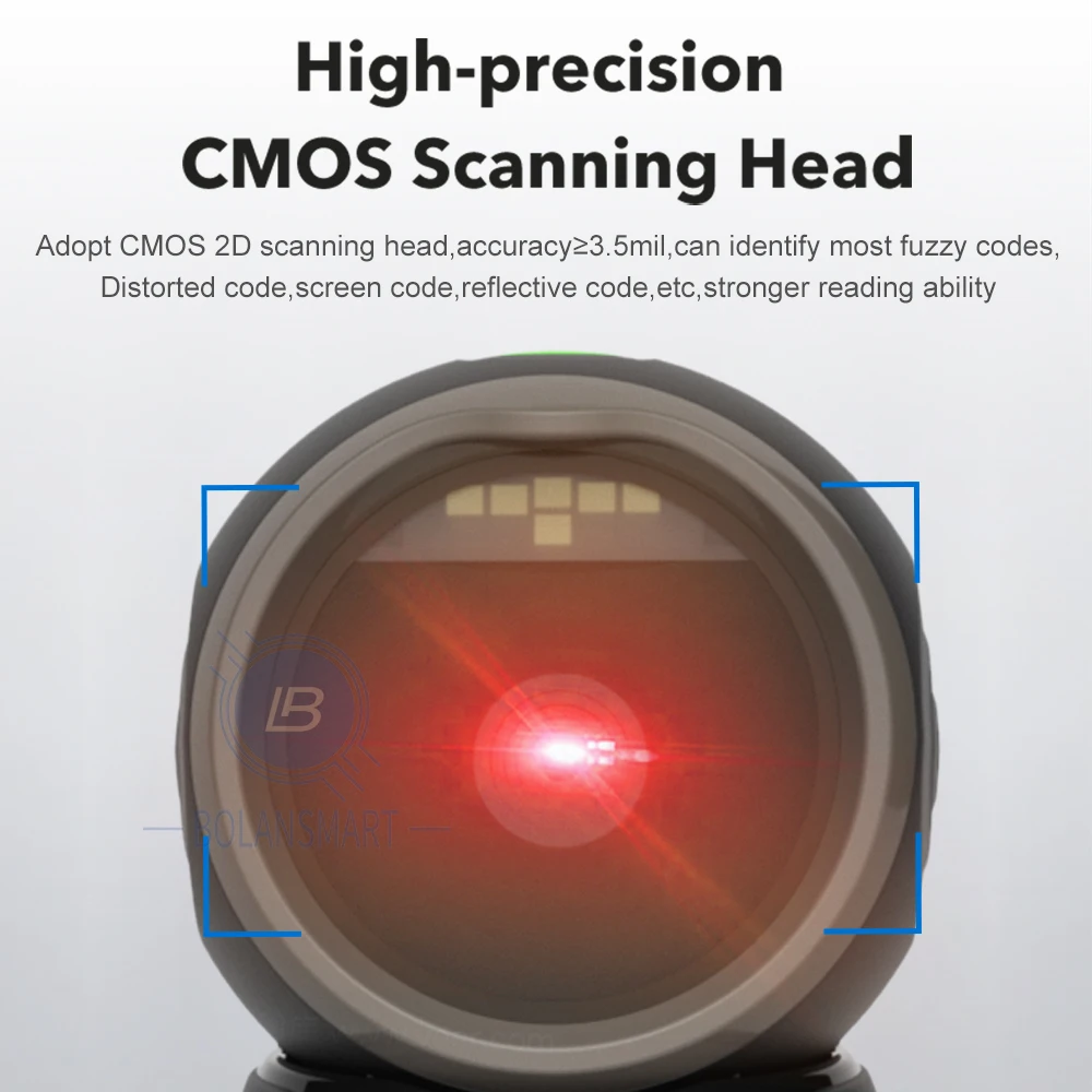 Desktop USB Wired 2D Barcode Scanner Hands-Free Omnidirectional QR Bar Code Reader Scanning Platform With Large Screen