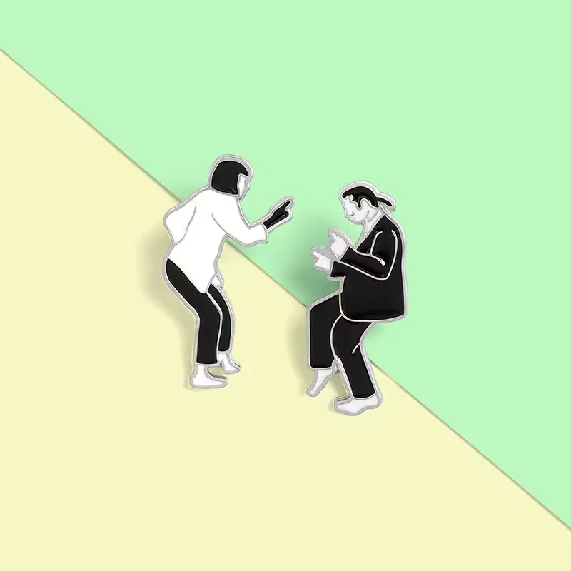 Commercio All'Ingrosso Gothic Mia Spille Smaltate Set Personalizzato Swing Dance Black White Movie Role Spille Badge Risvolto Borsa Gioielli Regalo Pe