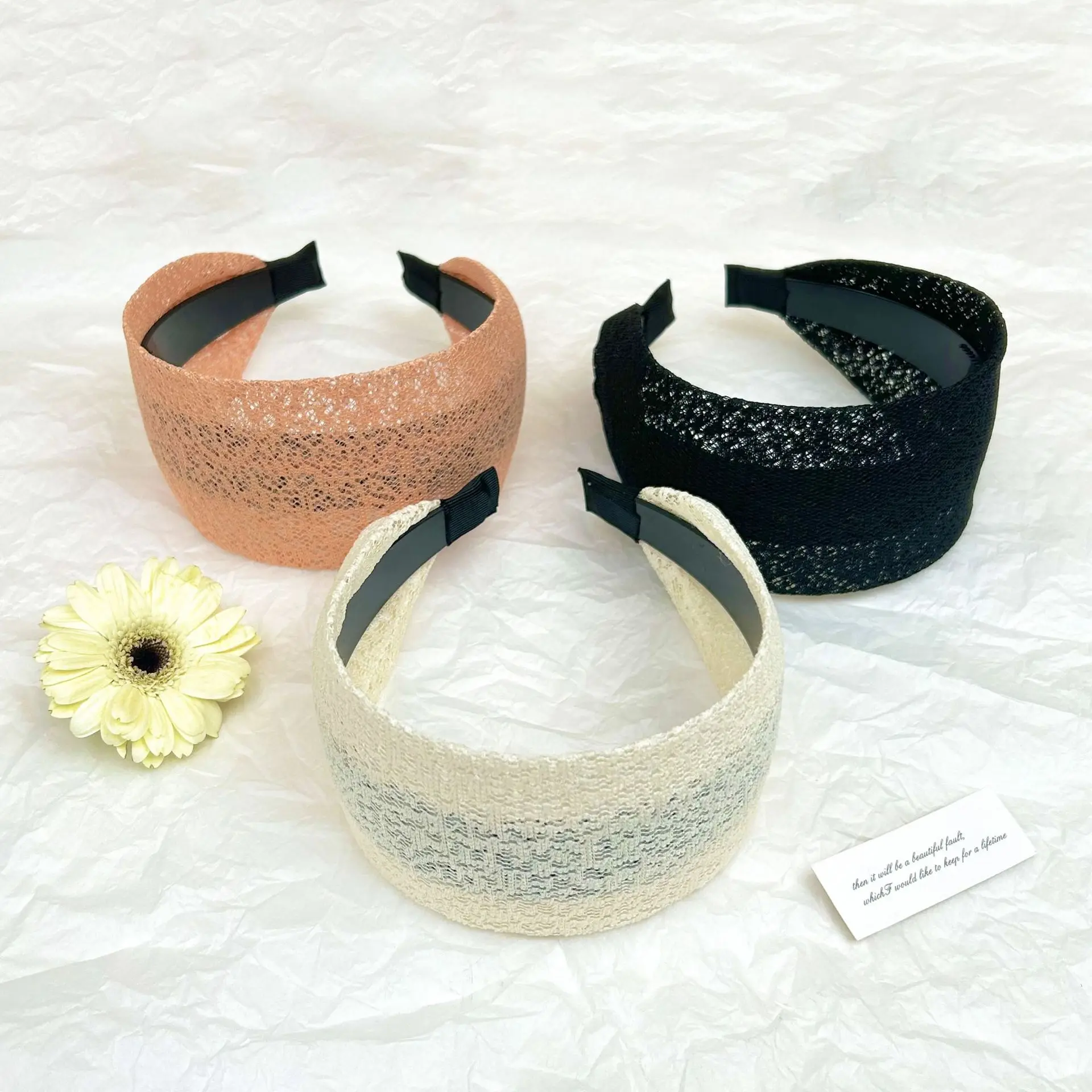 Koreanisches Stoff-Stirnband mit breitem Rand und gezahntem Anti-Rutsch-Haarband zur Abdeckung weißer Haare – Modische Damen-Haaraccessoires – Detail 9
