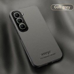 Premium Car Magnetic Leather Protective Case - Elegant Matte Soft Frame Cover for Infinix Hot 50Pro 4G (Grey)