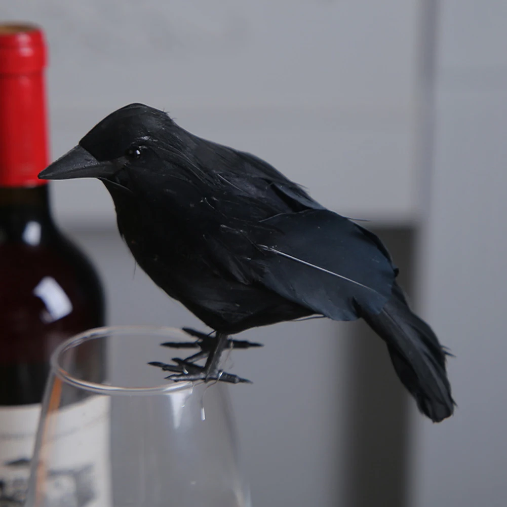 Halloween Simulation Crow Realistic Artificial Raven Crow Multifunctional Festive Atmosphere Lifelike Haunted House Decor Props