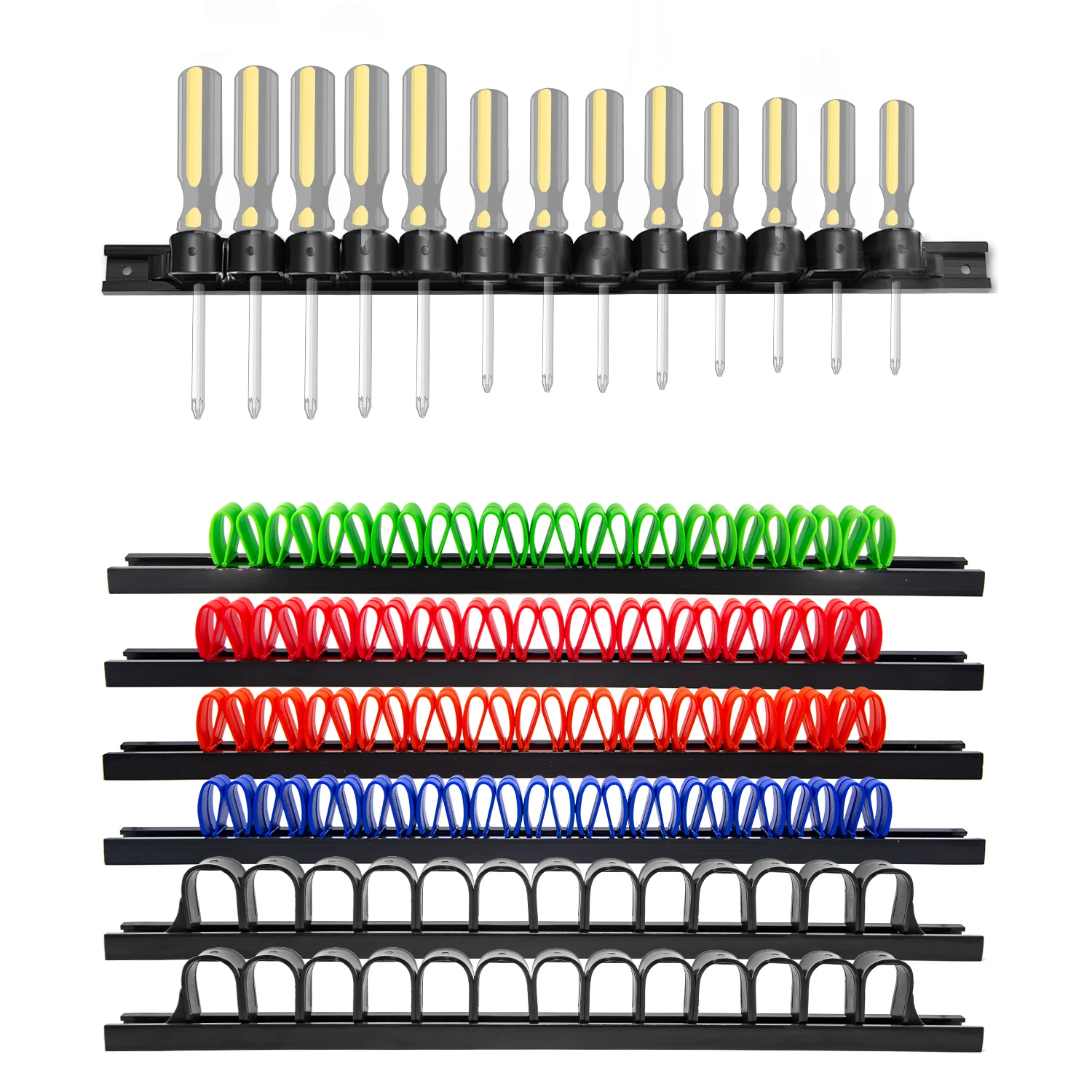 

3Pcs Plastic Wrench Screwdriver Organizer Rail Rack Storage Holder Garage Workshops Hardware Tool Display Hanger ABS Wall Mount