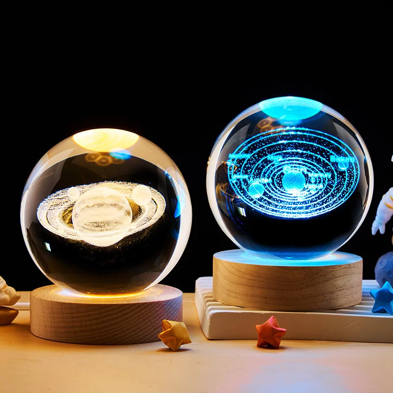 Luminous 3D Galaxy Crystal Sphere Lamp - Illuminated Astronomy Decor