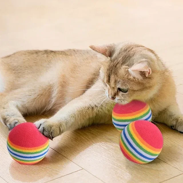 100/10PCS Pet Toy Balls Interactive Rainbow EVA Balls Cat Dog Training Toys Soft Automatic Jumping Balls Pet Playing Supplies 4