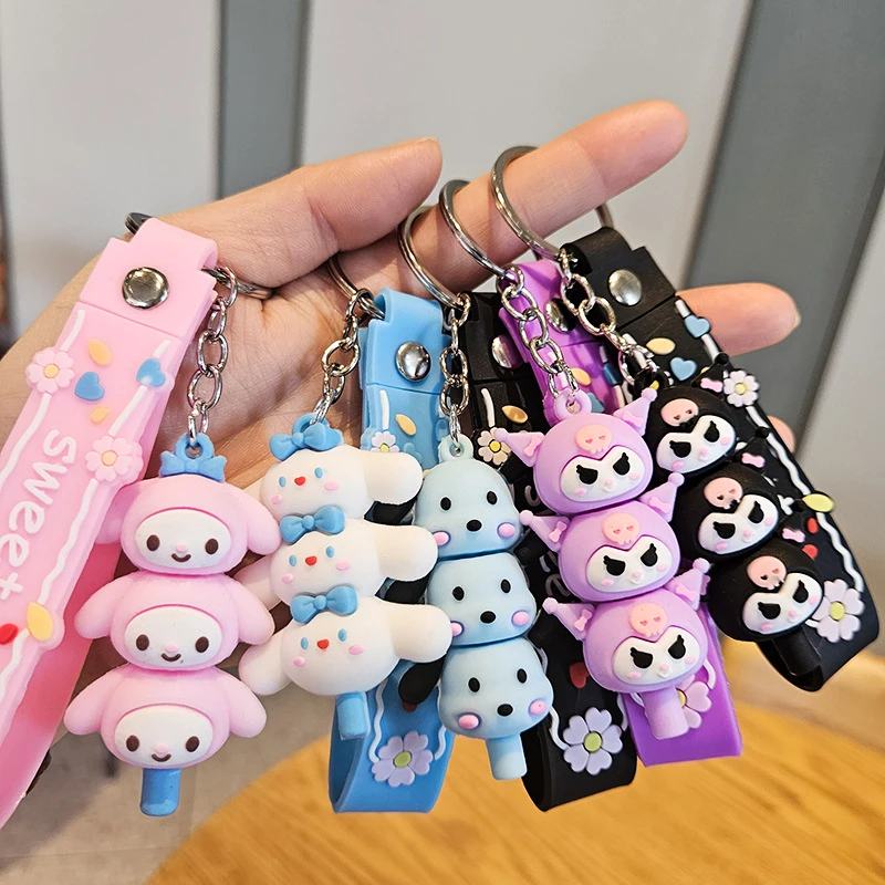 

Брелок Sanrio для ключей, креативный мультяшный милый школьный портфель с сетчатым орнаментом для знаменитостей, маленький подарок на день рождения