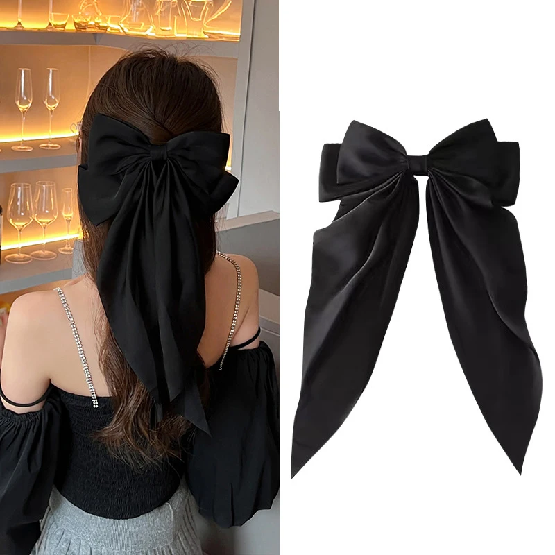Elegant Bow Ribbon Hair Clip Fashion Simple Solid Satin  display picture 1