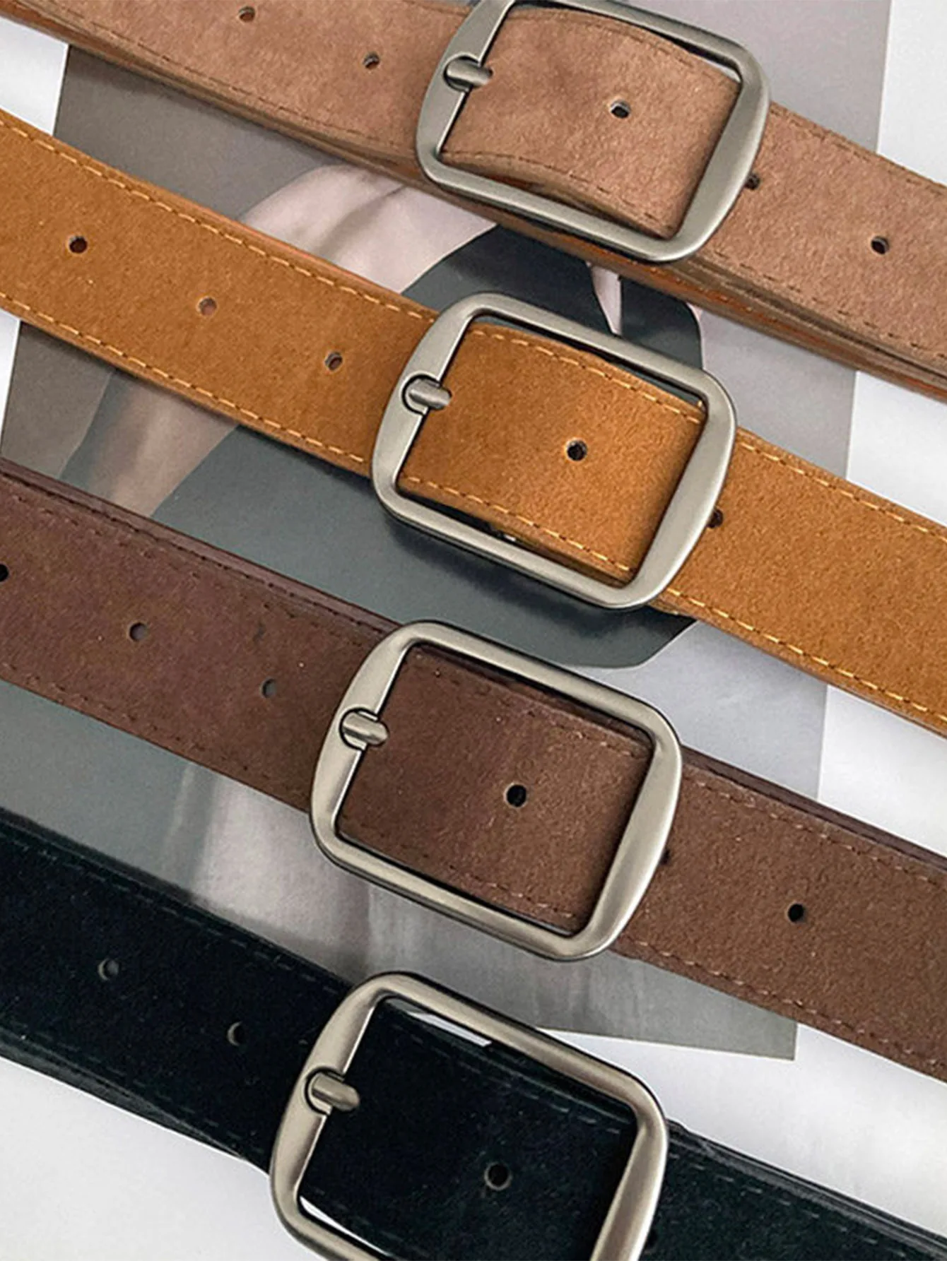 1 Stück Damen-Gürtel Minimalistischer Dornschließen-Ledergürtel Neuer Stil Passend zu Jeans Matt Samt Lässige Mode Vielseitig Koreanischer Stil – Detail 2