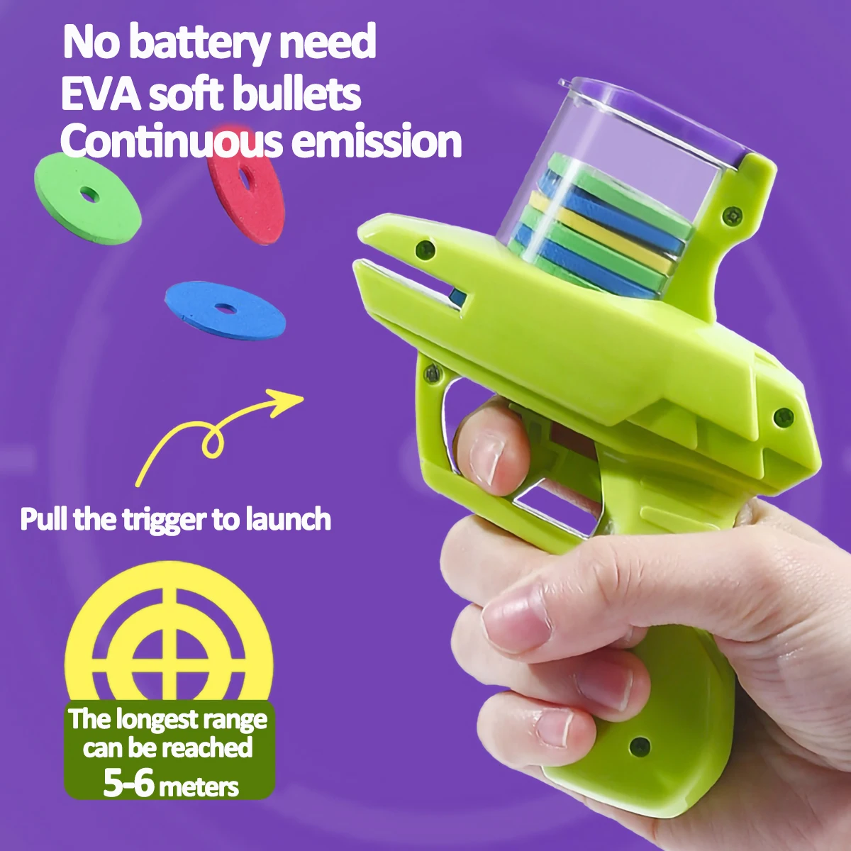 Mini Carrot Flying Disc Launcher Toy Gun Eva Battle Outdoor Multi Person Sports Soft Bullet Gun Safety Carrot Flying Saucer Gun 5