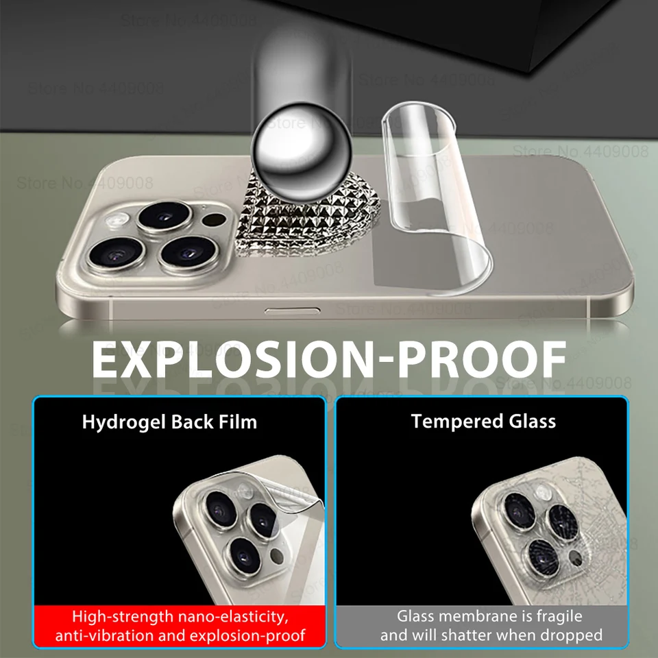 3 piezas de película protectora trasera de hidrogel de cobertura completa para iPhone 15, 14, 13, 12, 11 Pro Max, Mini 7, 8, 15 Plus, accesorios de pegatinas transparentes_voghion.com
