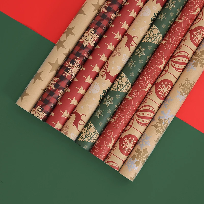 包装紙です クラフトギフト包装紙,50x76cm,ビンテージスタイル,クリスマス