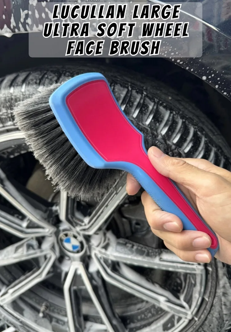 Lucullan Gesichtsbürste mit großem Rad, ergonomischer, leicht zu greifender Griff – superweiche synthetische Borsten mit Flagge und Spitze – Detail 1