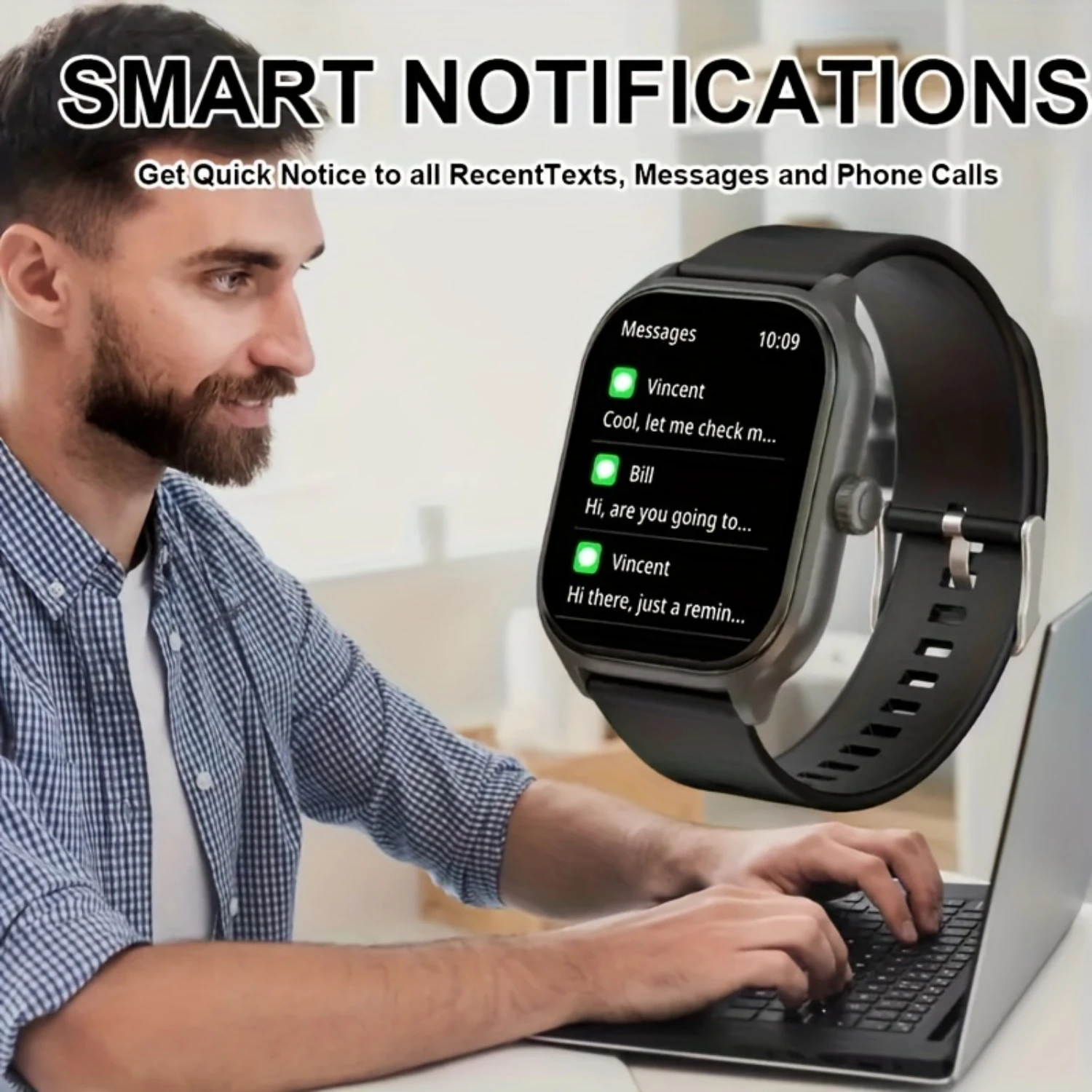 Men Smart Watch 5.11cm HD Screen Wireless Calling Voice Assistance Sleep Monitoring Multi