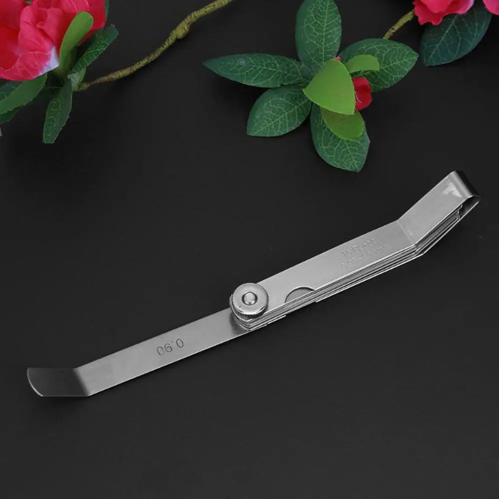 100mm Metric 0.05- 1.0mm Valve Offset Feeler Gauge 16 Blades Stainless Steel Spark Plug Gap Valve Tappets