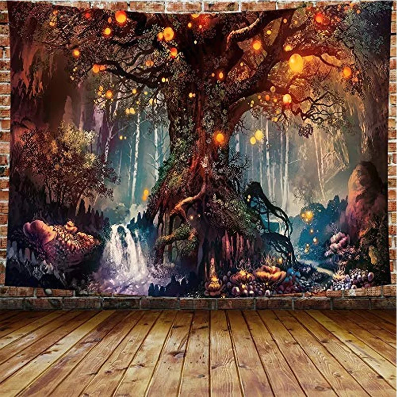 Forest Life Tree Wall Hanging Tapestry Fantasy Plant Magical Castle Tapestry  Hippie Psychedelic Decorative Wall Carpet Bed Sheet AliExpress