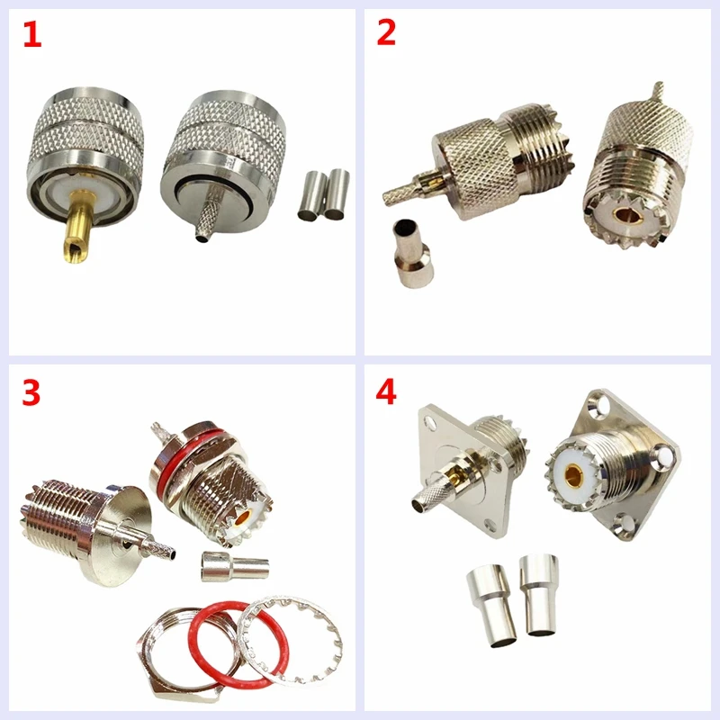 À prova de água 4 furos Flange Connector, Crimp para RG316, RG174, Cabo