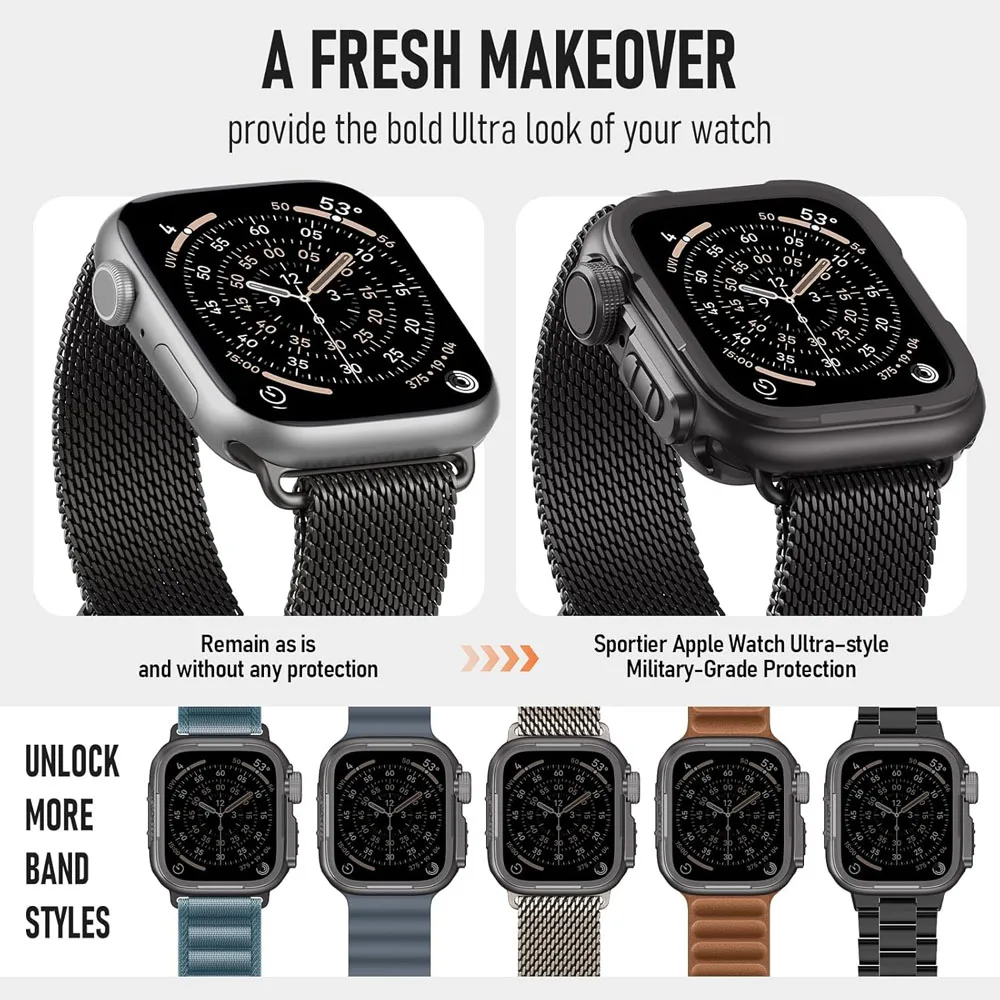 Enhanced Rugged Metal Protective Bumper Case for Smartwatch - Premium Upgrade Edition