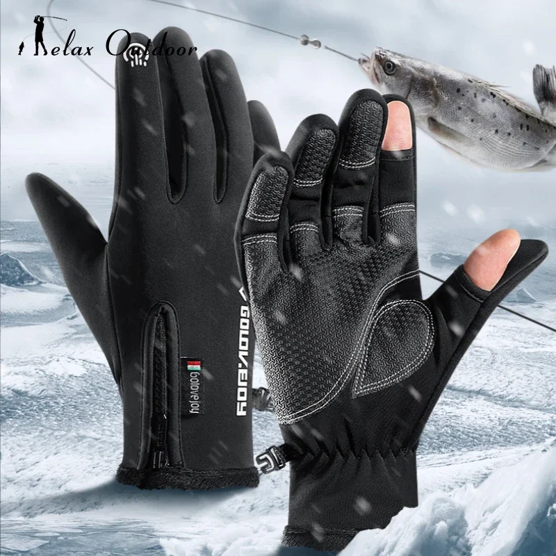 Fingerless Fishing Gloves 2 Finger Flip Winter