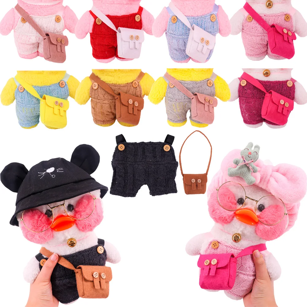 1/2Pcs Set Doll Clothes Sweater Ooveralls For 30Cm Yellow Duck Clothes Bag Accessories，lalafanfan Stuffed Plush Doll Toy Gift