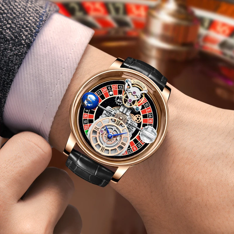 2023 New PINDU Design Men Watch Top Brand Luxury Jacob&Co Transparent Celestial Body Quartz Roulette Watch for Men Montre Homme