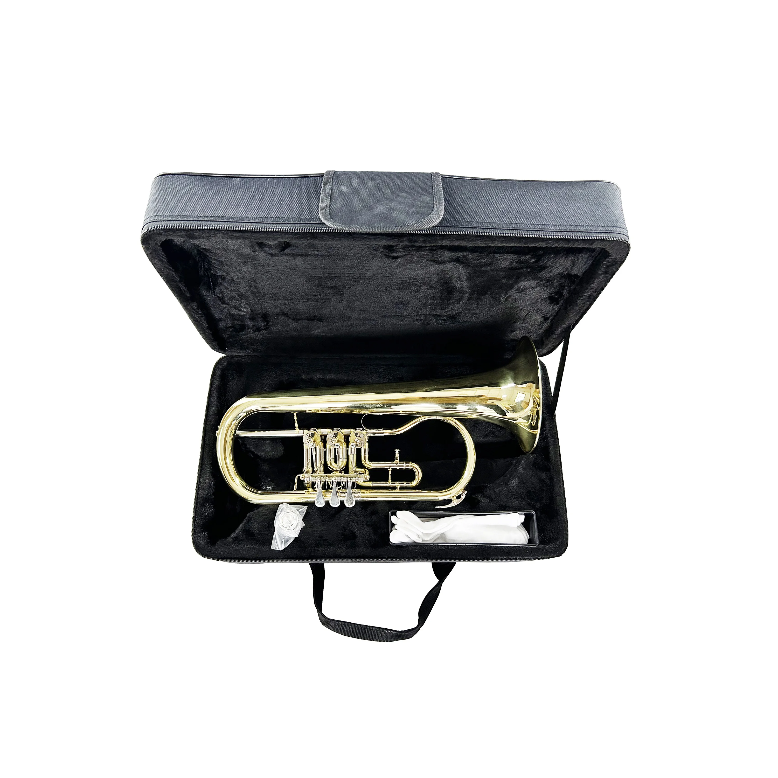 SEASOUND Professional BB Tone Flugelhorn Rotary Piston Brass Trumpet Wind Instrument JYFG411 With Gold Surface