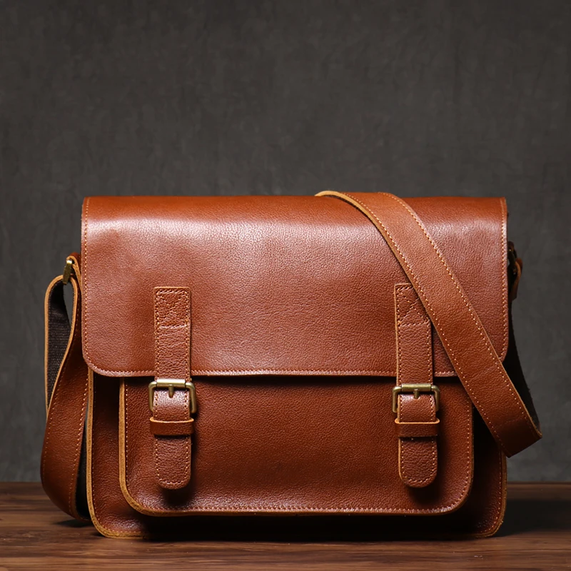 ROOG Vintage Genuine Leather Messenger Bag Classic Luxury