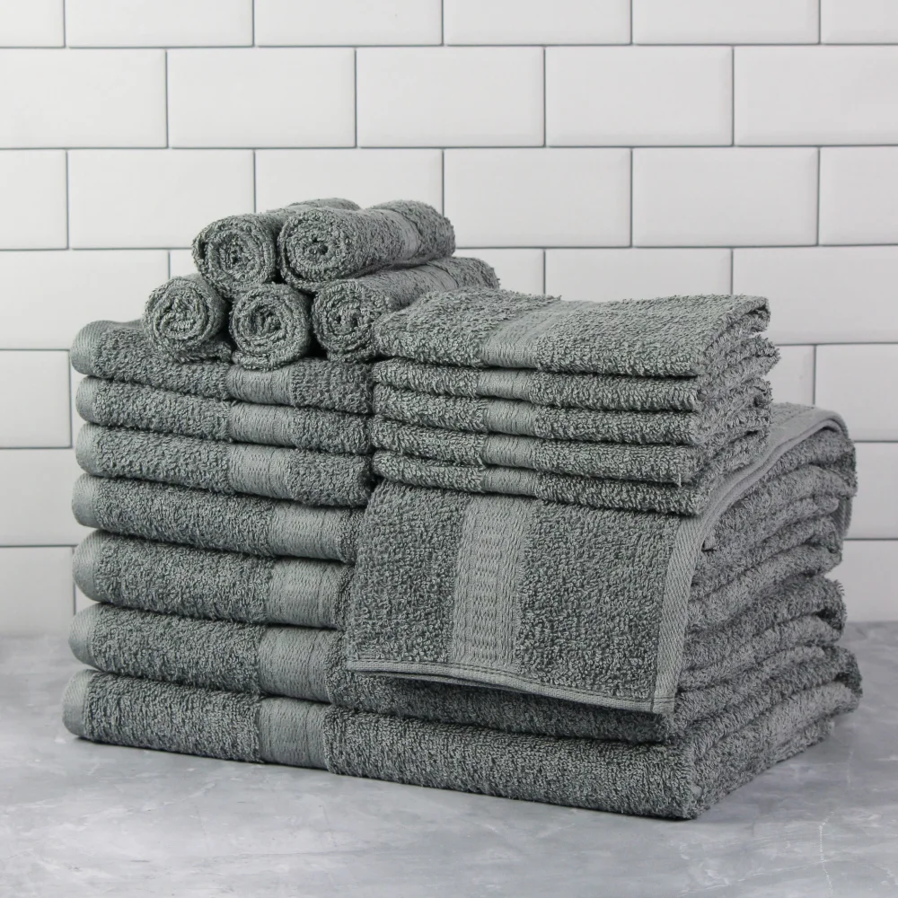 Mainstays Solid Adult 6-Piece Bath Towel Set, School Grey 