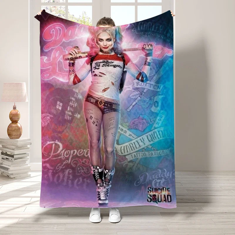 H-Harley Quinn Cute Throw Blanket Nordic Decorative Sofa Blankets for Bed Bedroom Decoration Bedspread the Fluffy Soft Fleece 2